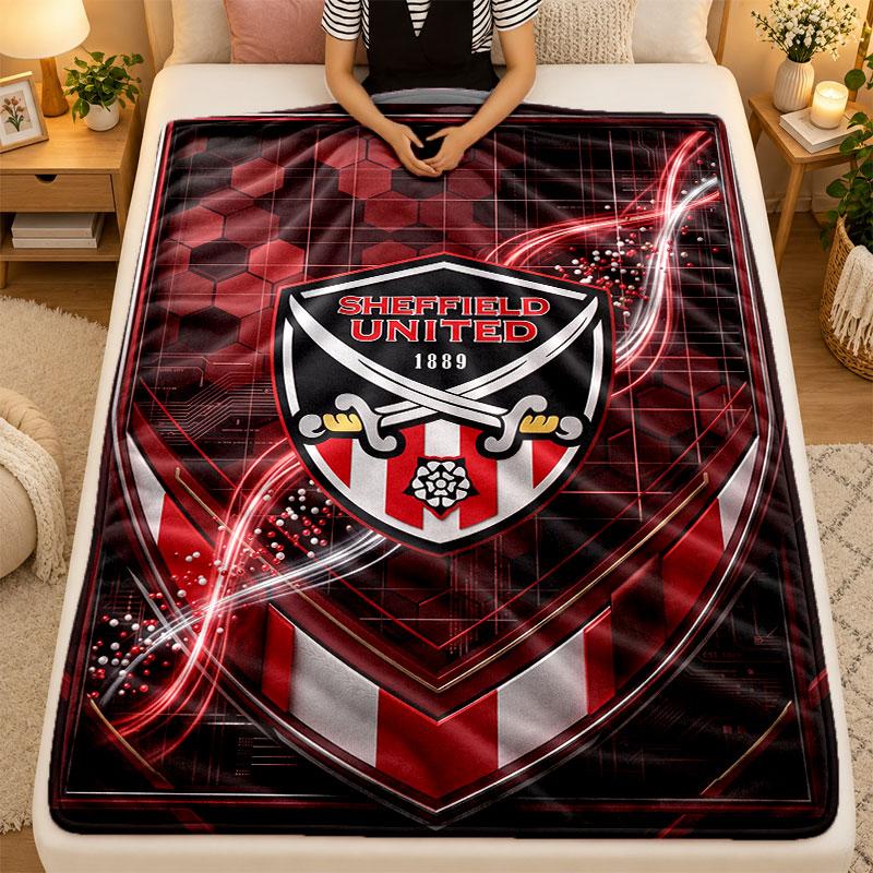 Flannel BlanketSheffield United Football Warm Soft Throw Blanket for Indoor Sofa Bed Living Room Use