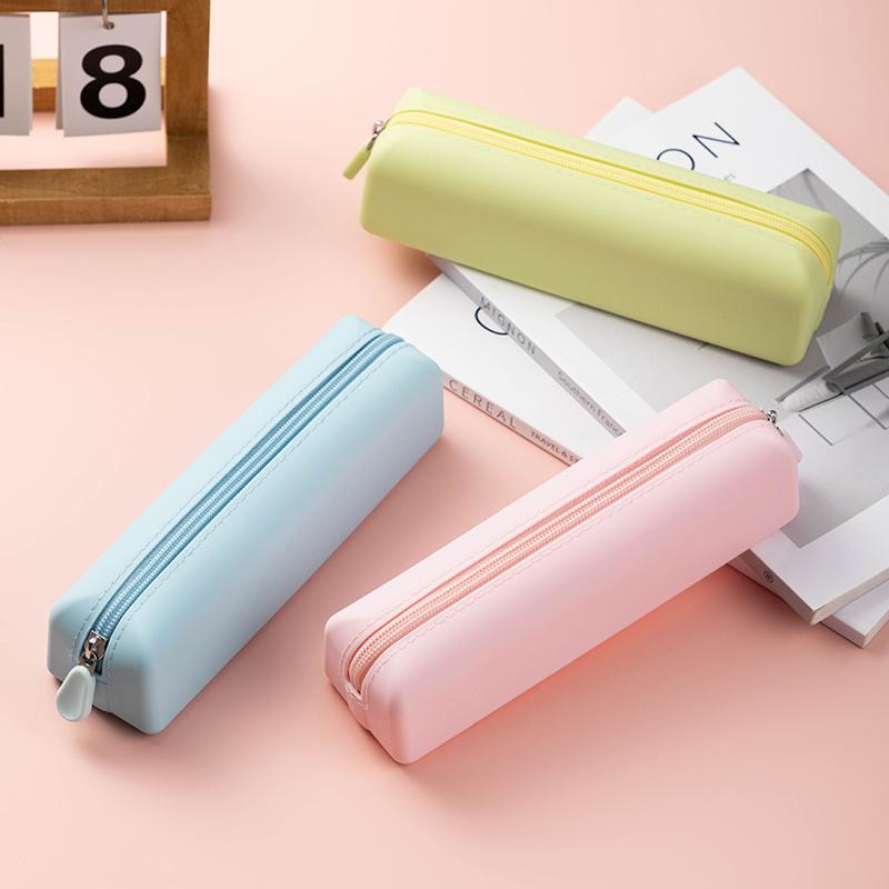 Trousse à Crayons en Silicone Souple Sac à Stylo Créatif à Fermeture Éclair Sac de Rangement Imperméable Grande Capacité Pour Fournitures d'Organisation Scolaire