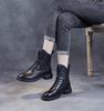 ZUYEE Genuine Leather Low Side Short Easy to Walk Size Women's Lace-Up Boots, Heel, Zip, Boots, Soft, Casual, in, Black, 23.5cm