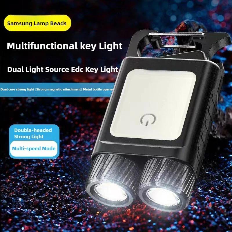 Mini Keychain Flashlight with Clip Super Bright Pocket Torch Light LED Magnetic COB EDC Mini Keychain Flashlight Rechargeable