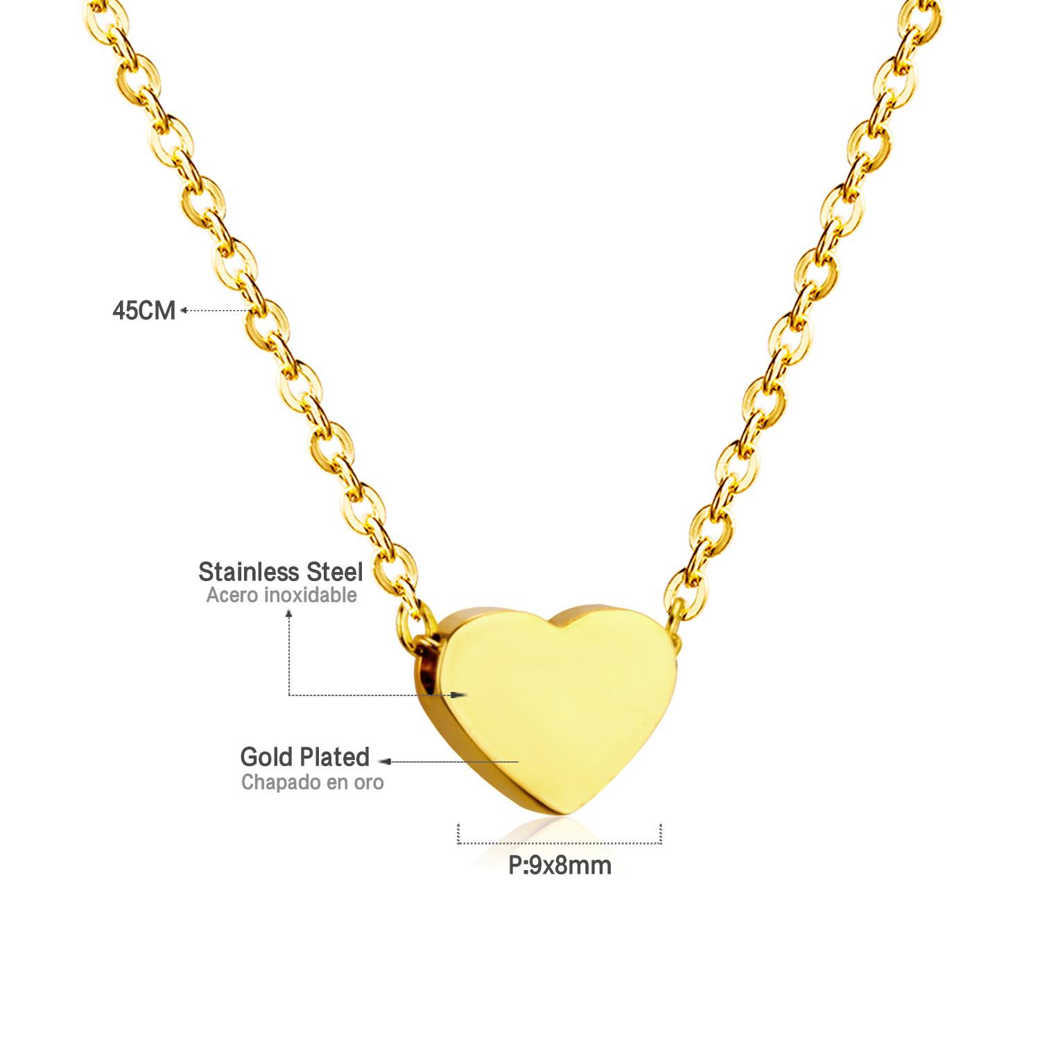 LUXUKISSKIDS Fashion Collier Simple Heart Girls Pendant Necklace Small Love Shape Stainless Steel Hearts Clavicle Choker Jewelry