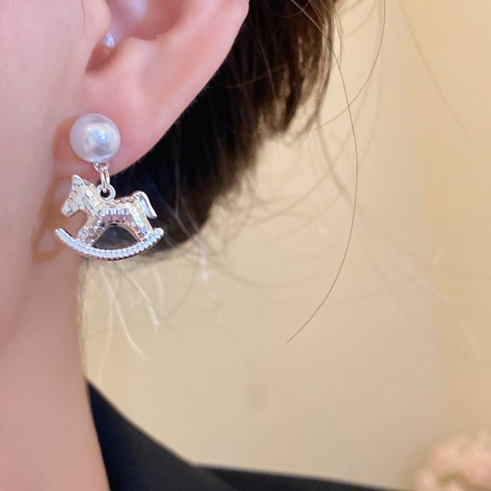 Chinese Horse New Year Cartoon Horse Earrings Rocking Pony Drop Earrings  Women