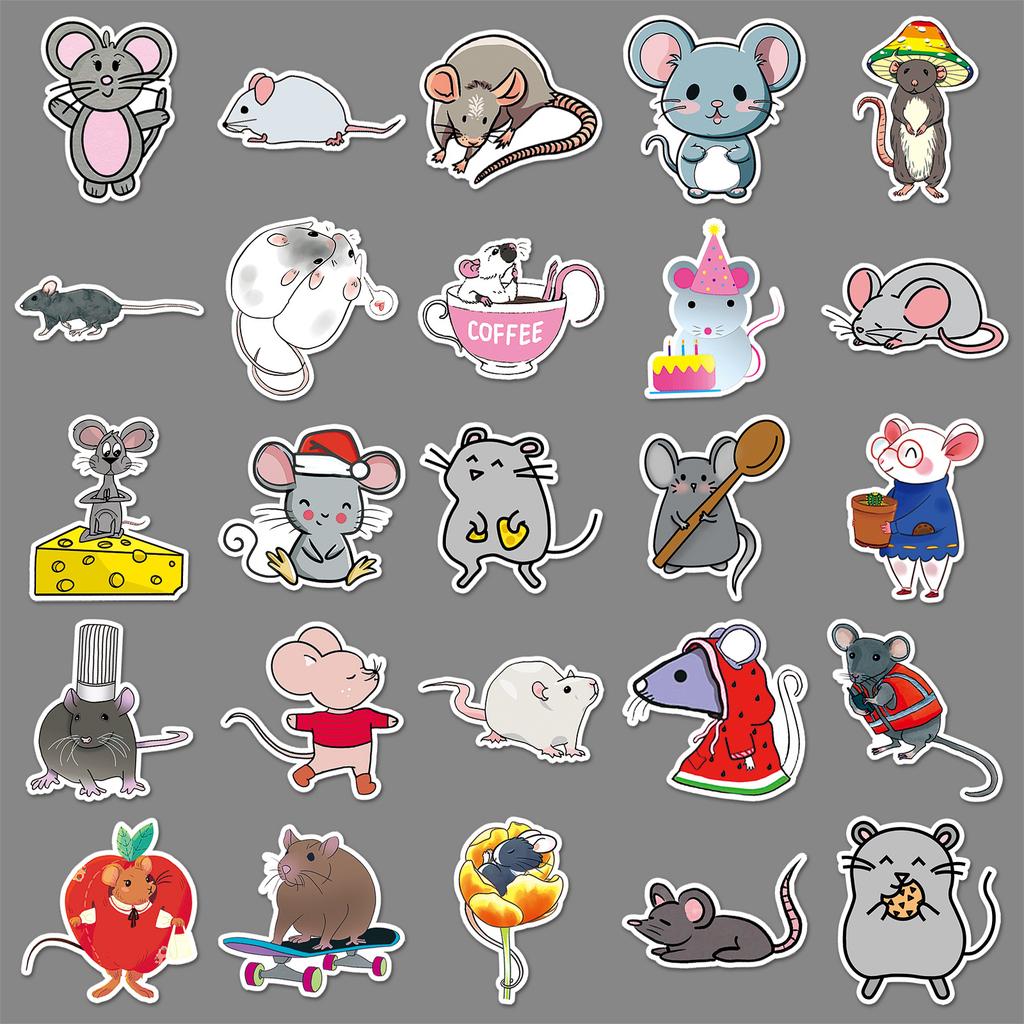 50 Mouse Personality Cartoon Animal Children's Gum Decorative Water Cup Suitcase Skateboard Graffiti Stickers