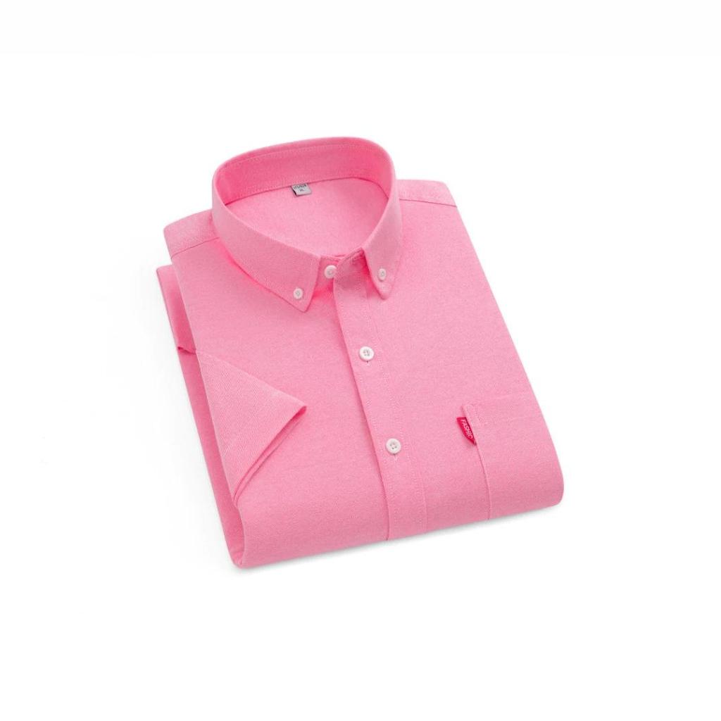 Men's Slim Fit Short Sleeve Oxford Shirt with Pocket