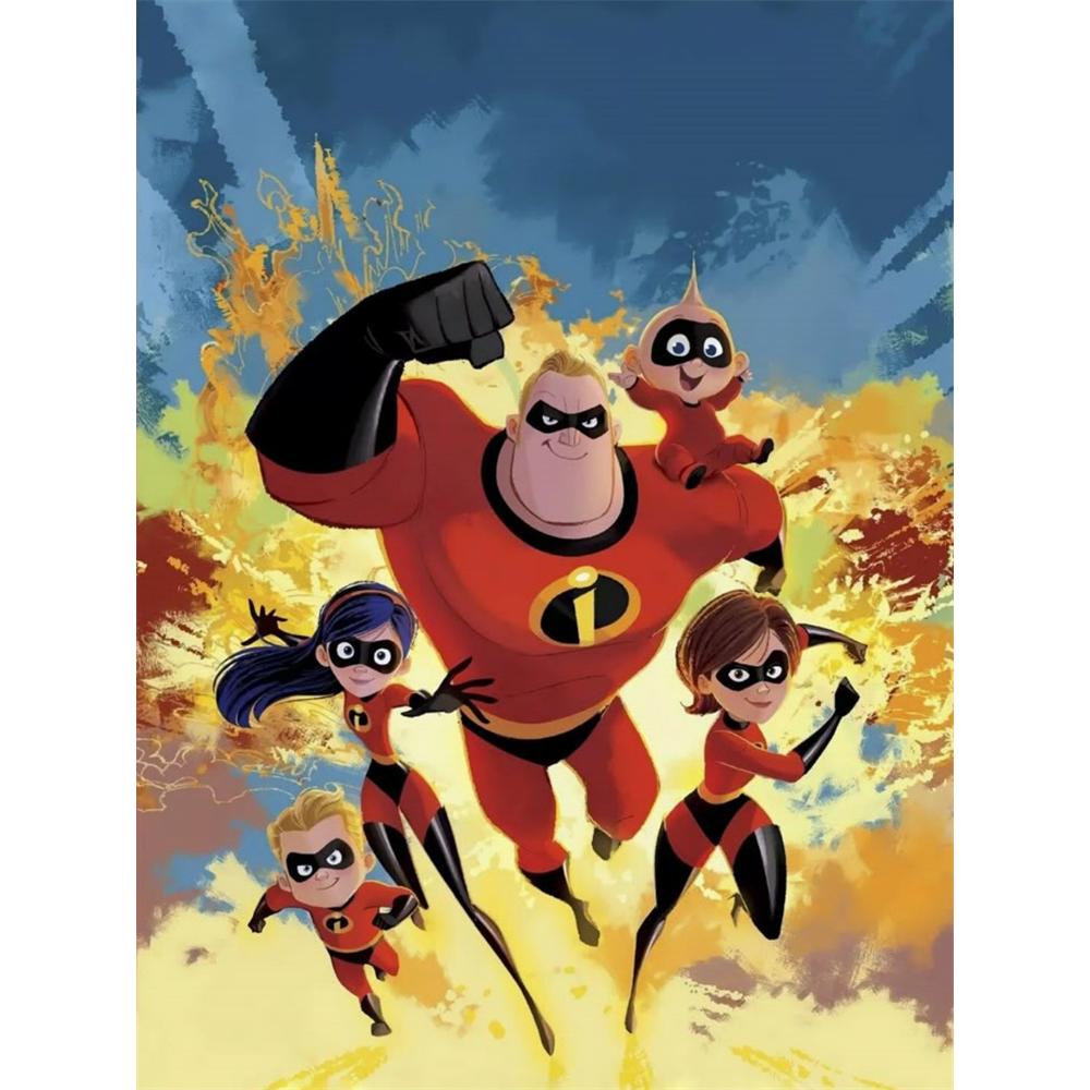 

Disney Diamond Painting Cartoon The Incredibles Super Family Episode h Handmade DIY Cross Stitch 5D Full Diamond Mosaic Home Room Decoration Round 20x30cm