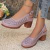Plus Size Women Chunky High Heel Sandals