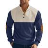New Men's Autumn/Winter Casual Button-Down Half-Stand Collar Jacket Stylish Colour-Blocked Pullover Hoodie