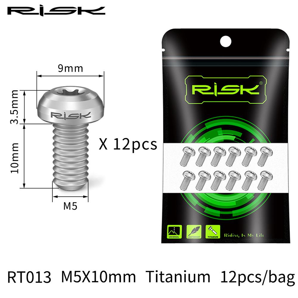 RISK M5x10mm Šroub kotoučové brzdy T25 Torx Titanová slitina Díl pro jízdní kolo MTB Horský kolo Šroub pro upevnění brzdového kotouče Ti 12KS/Sada