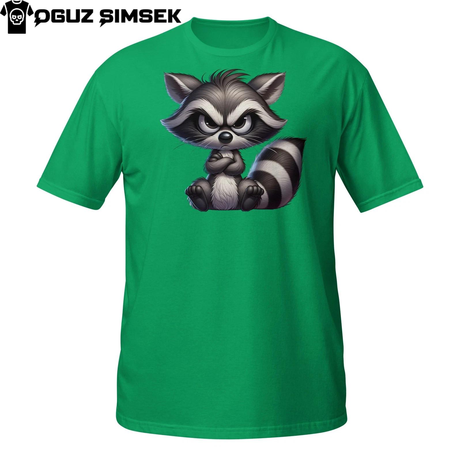 Grumpy Raccoon T-Shirt Mens Womens Tees Top – Funny Angry Cartoon Animal Graphic Tee 4XL
