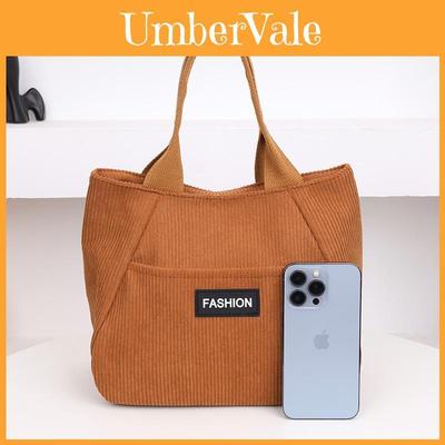 Cotton Corduroy Tote Bag For Women With Large Capacity Street Style Handheld Ladies Bag
