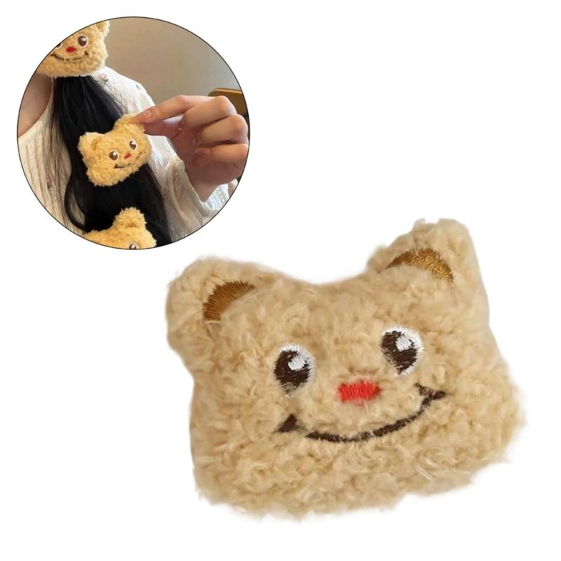 Fun Brooch Smile Photo Booth Props Bear Furry Hair Clip Hair Tie Party Headpiece Fun Hair Tie for Music Festivals