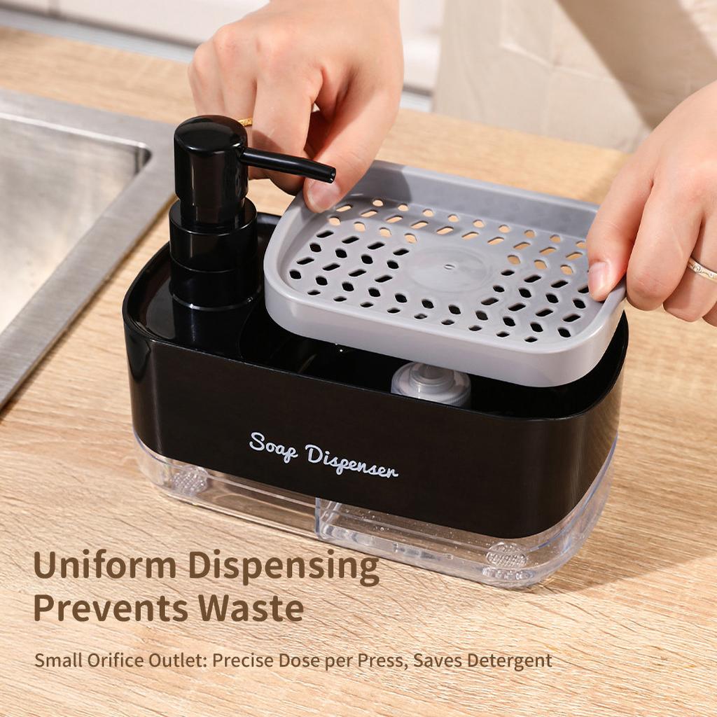 Dishwasher Dispenser, Press Type Manual Soap Dispenser, 2-in-1 Liquid Dispensing Methods, Easy To Detachable and Washable Sponge