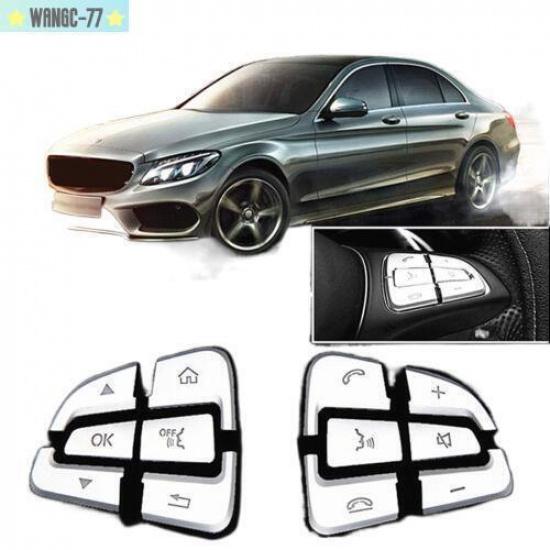 Silver Steering Wheel Button Trim For Mercedes Benz GLC C Class W205 2015-2018