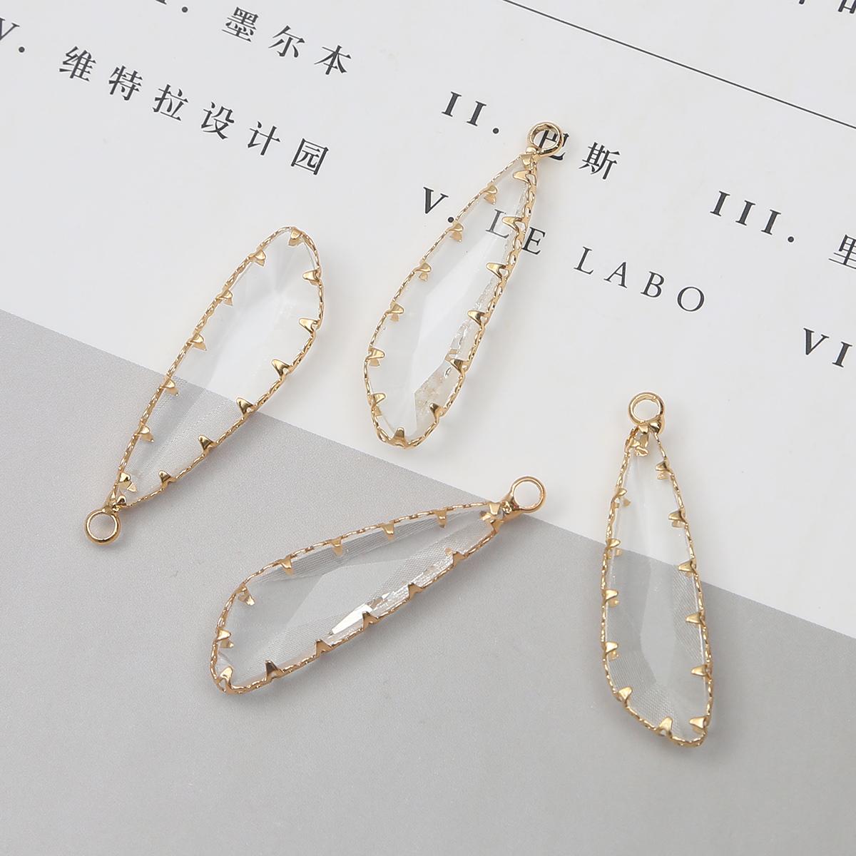 

1 шт., медные блестящие боковые хрустальные бусины, подвеска для ожерелья, серьги, разъем для поиска ювелирных изделий 35X10mm