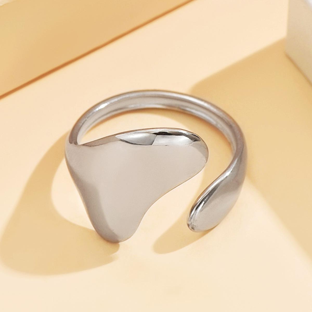 Elegant 18K Gold Geometric Ring: Old Money Style, Irregular Shape, Versatile Open Design, Vacuum-Plated Stainless Steel