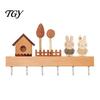 Wall Mounted Key Holder Wooden with 6 Hooks, Decorative Entryway Organizer Kitchen Tool Storage Hook Rack, Easy Mount Installation Hanger for