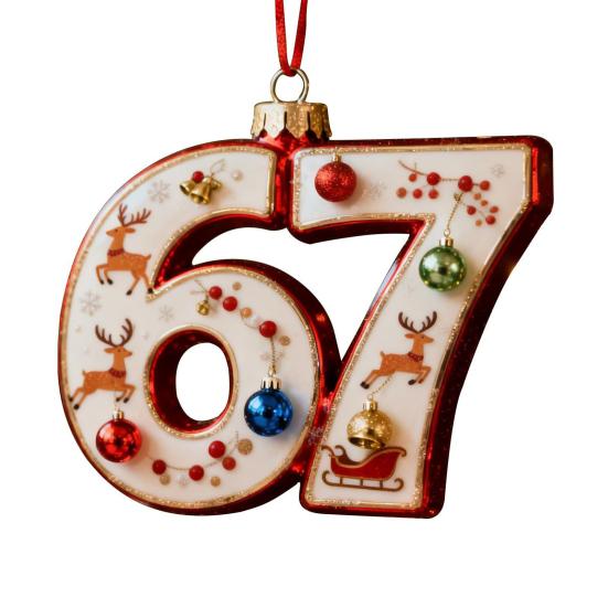 67 Christmas Ornament 2D Flat Funny Six Seven Meme Christmas Decoration