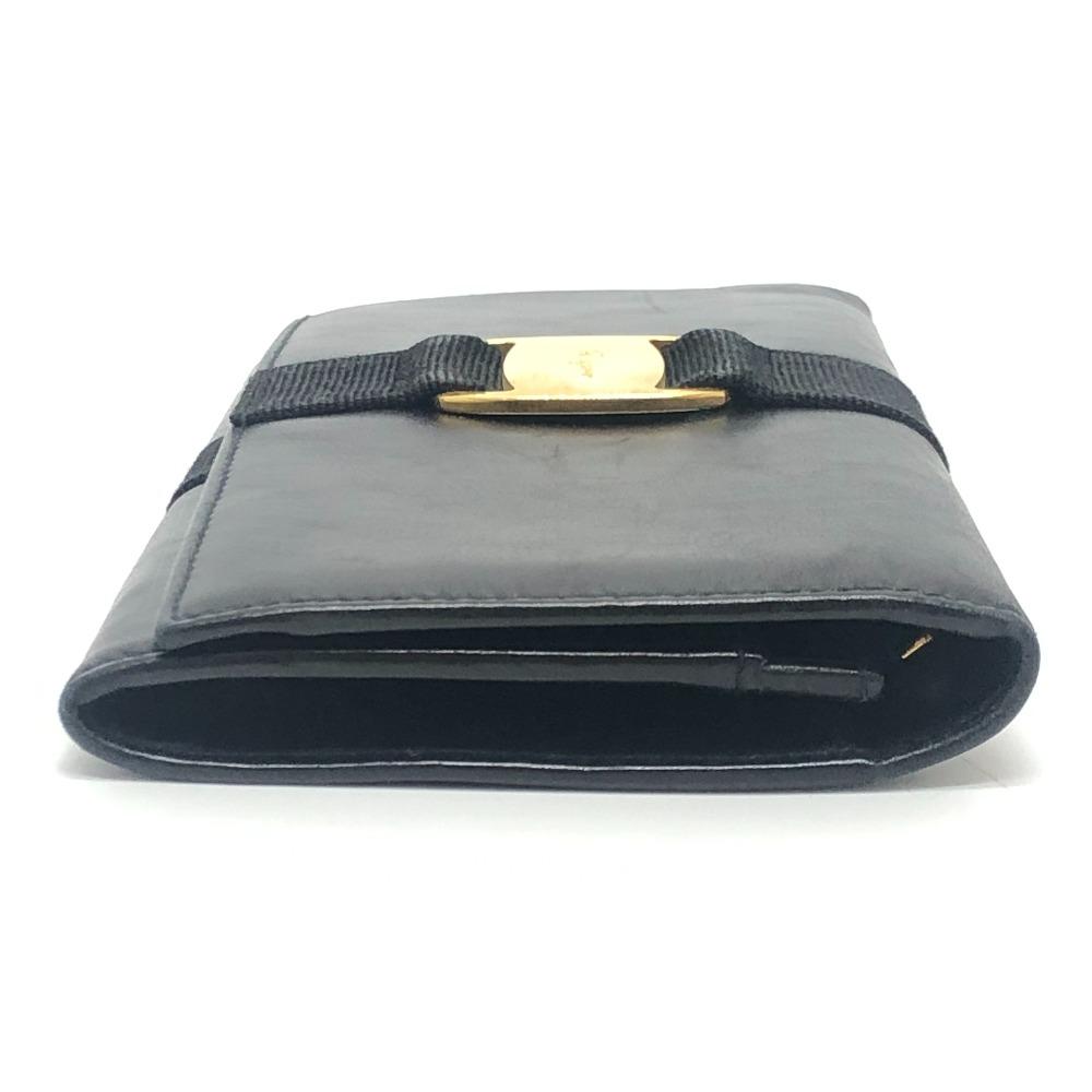 Salvatore Ferragamo Vala Wallet Long Wallet Bifold Long Wallet Leather Black