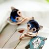 Earrings Fox Blue Drop Stud Earrings Rhinestone Gift For Women Trendiness Girl