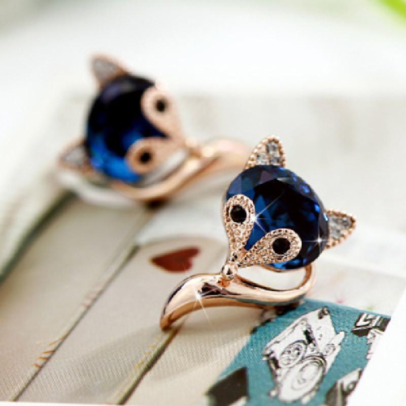 Earrings Fox Blue Drop Stud Earrings Rhinestone Gift For Women Trendiness Girl