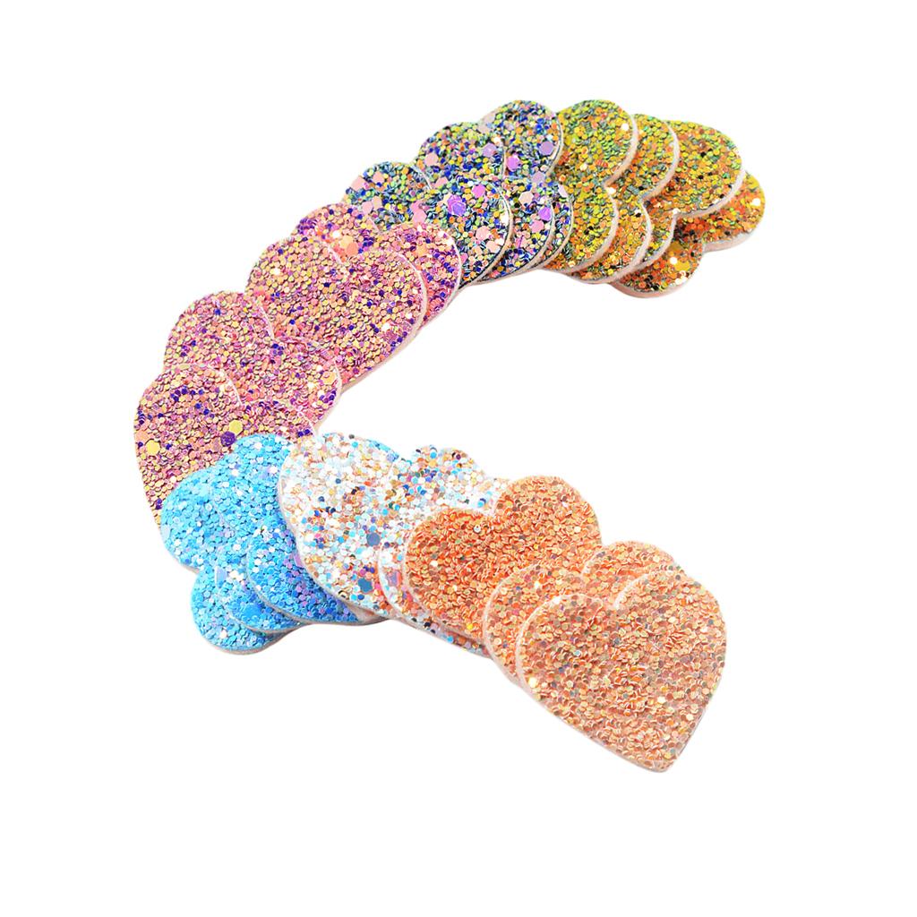 20 Pieces Korean Style Felt Heart Sequin Appliques Flatback Embellishment Making Crafting