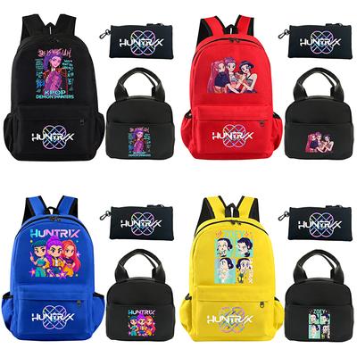 3Pcs/set Anime KPOP Printed Backpack with Shoulder Bag Pencil Case for Teenager Student Boy Girl School Bag Large Capacity Waterproof Bookbag Kid Gift
