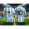 Messi Nr. 10 Argentinien Himmelblau gestreiftes Fußballtrikot Für Kinder Jungen Mädchen Schnelltrocknend Atmungsaktiv Fan Sport Kurzarm Oberteile