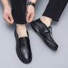 Men's Leather Shoes Spring and Autumn Middle-aged and Elderly Dad Business Casual Leather Shoes One Pedal Light Leather Soft Sole Cold Sticky Shoes