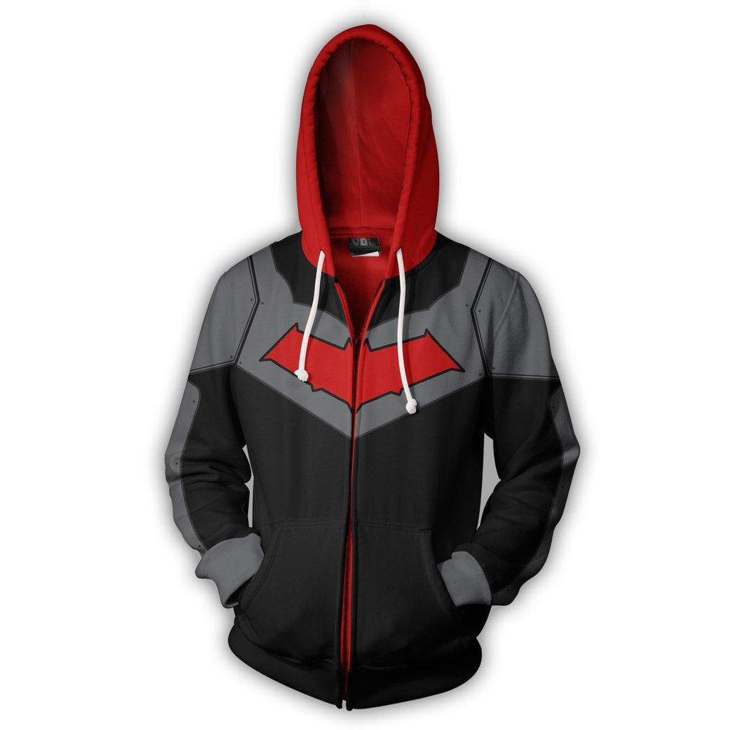 Men 3D Printed Nightwing/Robin Cosplay Costyime Hoodies Fancy Zipper Sweatshirt Halloween Casual Outerwear Hoodies Coat