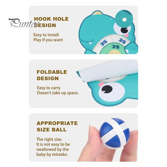 Dart Board Game for Kids 3-8 Years Old Indoor Outdoor Toy Set with Launcher 12 Sticky Balls Cartoon Dinosaur Image Fun Party Game Gift