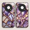 Stylish Purple-Crystal Marble Texture Tempered Glass Phone Case for Huawei Nova 13 12 SE 11 10 Pro Mate 40 30 P60 P50 P40 Covers