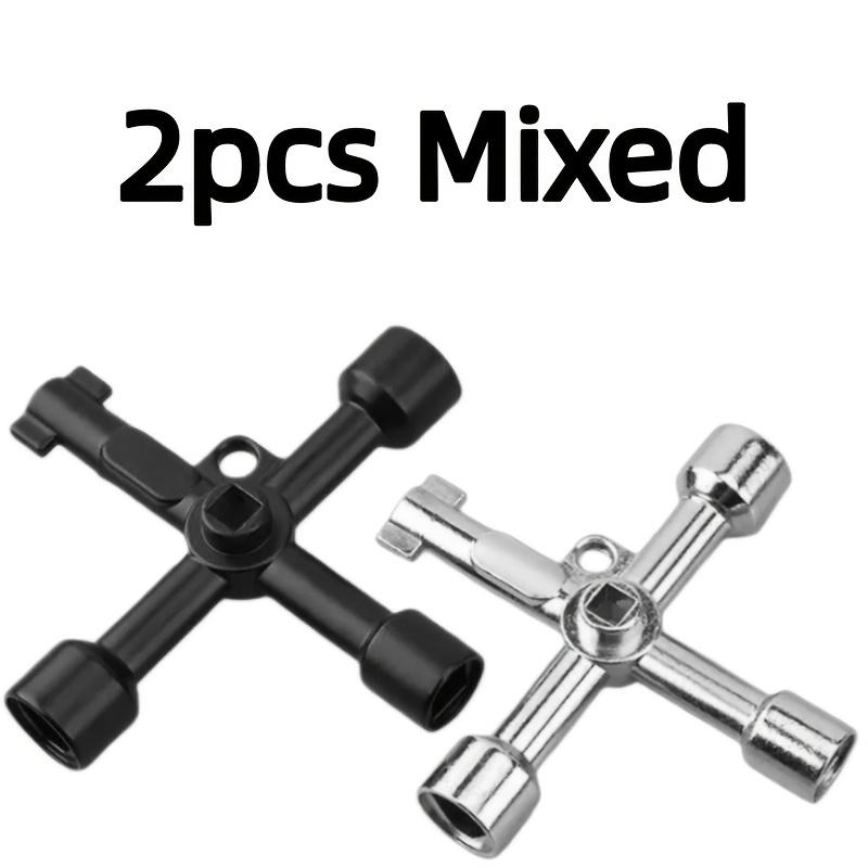 2pcs Cross Wrench, Hexagonal Shaft, Triangular Shaft, Square Shaft, Etc. Suitable for Faucet Valves, Distribution Boxes, Elevator Doors and Other