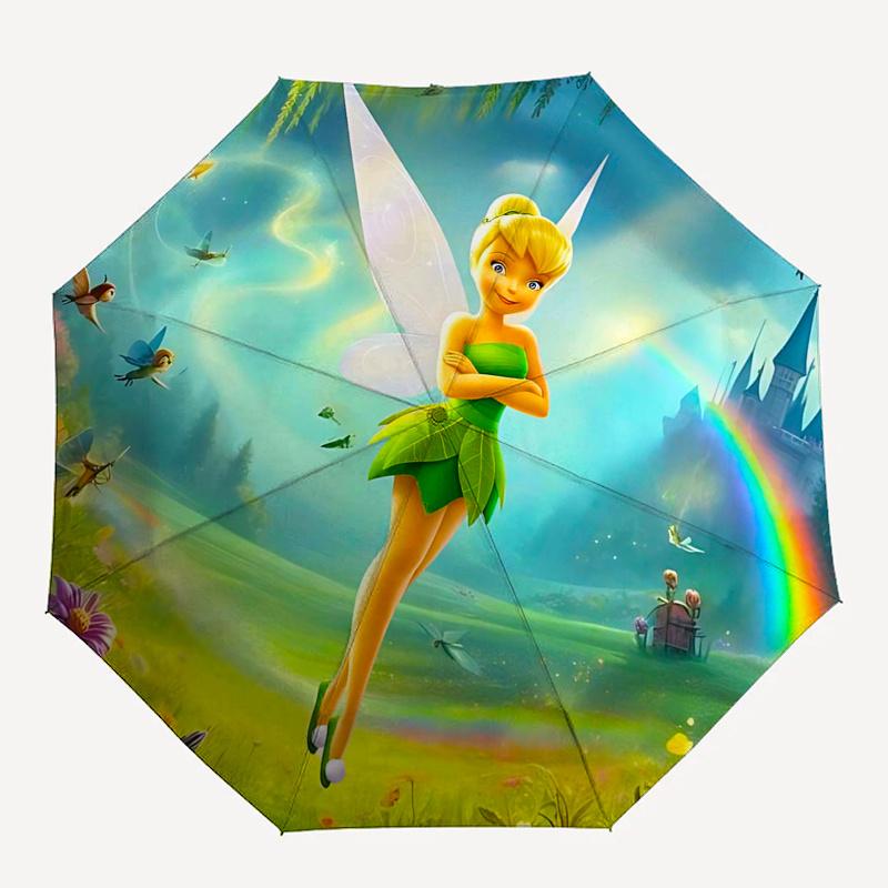 Tinker bell Themed Travel Umbrella-8 Ribs Automatic Opening and Closing, Portable Folding Design, Compact and Stylish Umbrella
