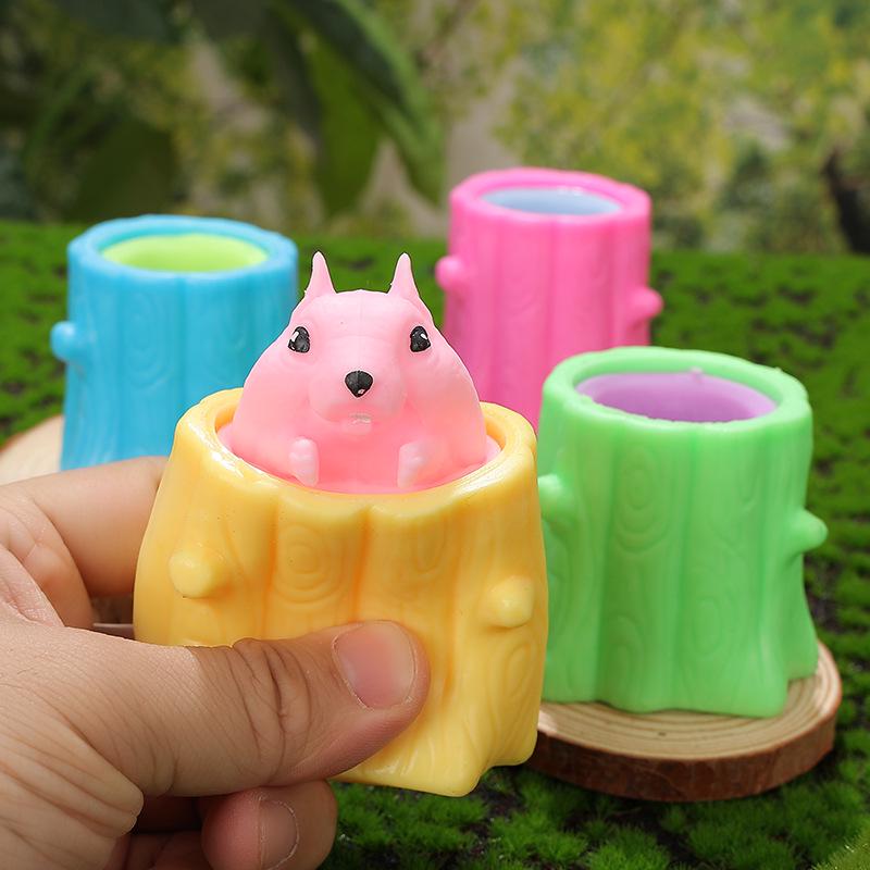 Creative Decompression Cheese Mouse & Squirrel Toy Cup
