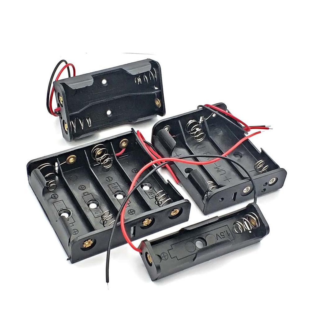 Black Plastic AA Size Power Battery Storage Case Box Holder Leads with 1 2 3 4 Slots AA Size Power Battery Storage Case Box