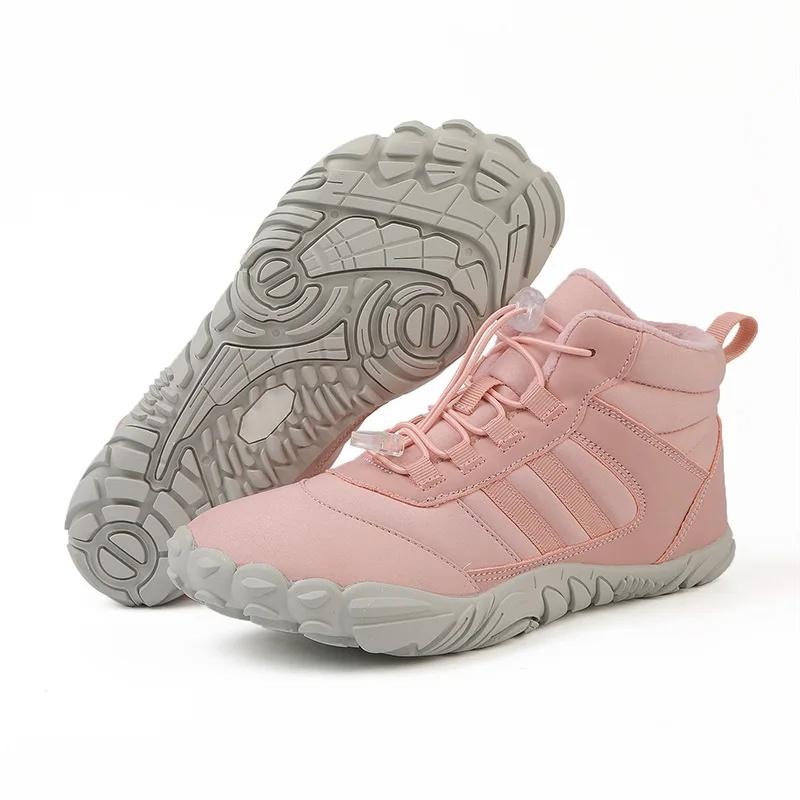 Waterproof Outdoor Cotton Shoes Hiking Climbing Fleece-Lined Warm Shoes Couple Sports Thickened Anti-Slip Snow Boots Zapatillas