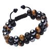 Tiger Eye Bracelet 8mm Tiger"s Eye Black Stone Beads Stretch Cord Bracelet Adjustable Double Layer