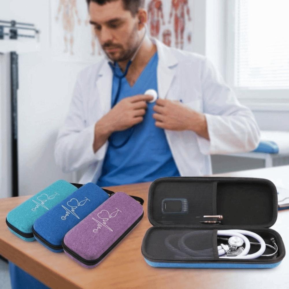 Multi-functional EVA Stethoscope Storage Bag Hard Shell Shockproof Portable Storage Box Zipper Mesh Pockets Nurse Case For Home