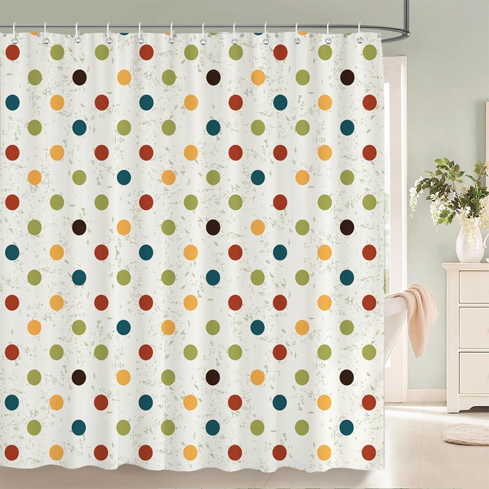 1 Pcs Bathroom Shower Curtain Modern Art Simple Circle Printed Polyester Fabric Shower Curtain with Hooks Decoration Curtain