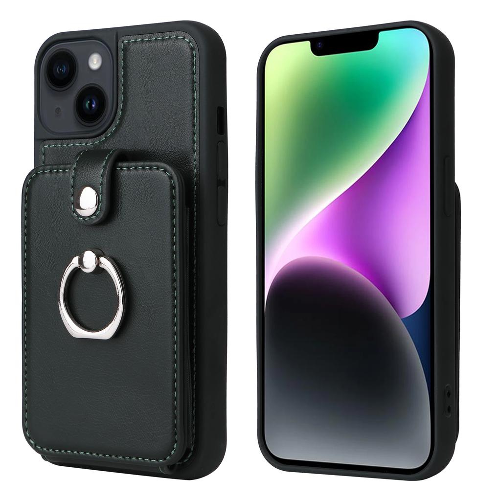Leather Ring Wallet with Card Holder Phone Case for IPhone 16 15 14 13 12 11 Pro XR XS Max 8 7 Plus Protective Shockproof Cover
