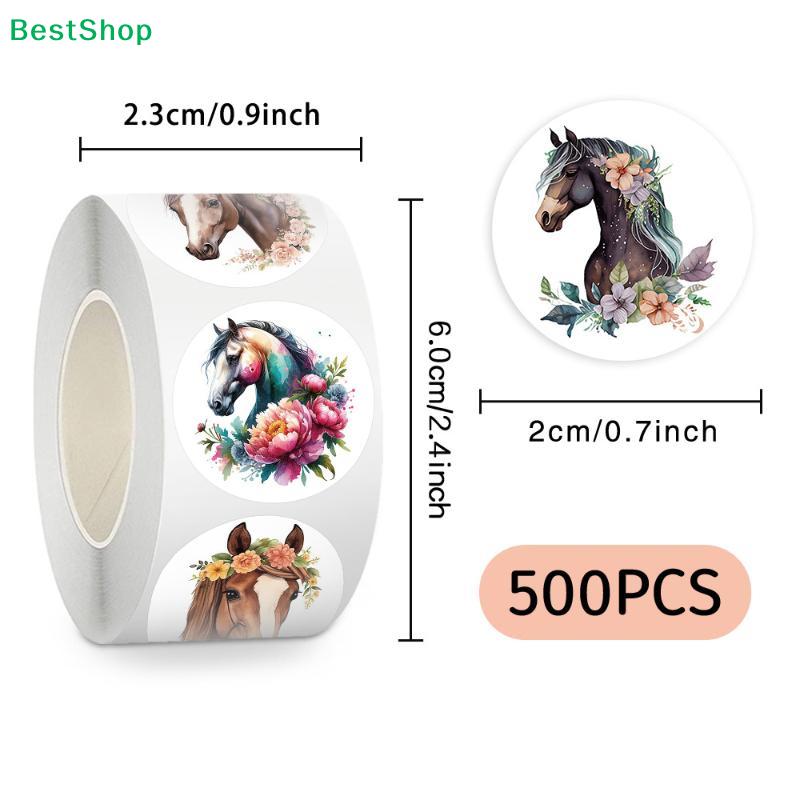 500 Adet/Rulo Suluboya Çiçekli At Çıkartmaları - Scrapbooking, Günlük Tutma ve El Sanatları İçin 20mm Yuvarlak Yapışkanlı Etiketler