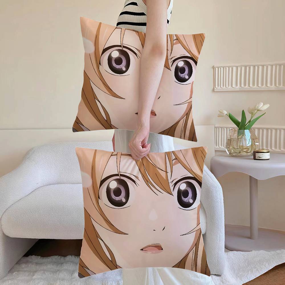 Y-Your Lie in April Kaori Miyazono Kissenbezug Milbendicht Kissenbezug Verdeckter Reißverschluss Seidig Sofakissenbezug