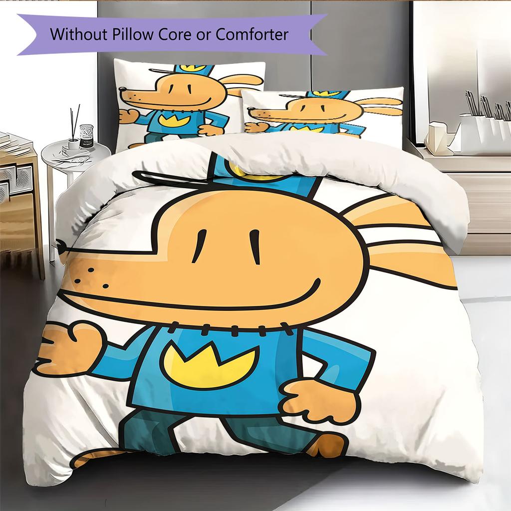 Dog Man Bedding Quilt Set Quilt Cover Pillowcase Home Decoration Birthday Gift (1 * Duvet Cover + 2 * Pillowcase, Without Core)