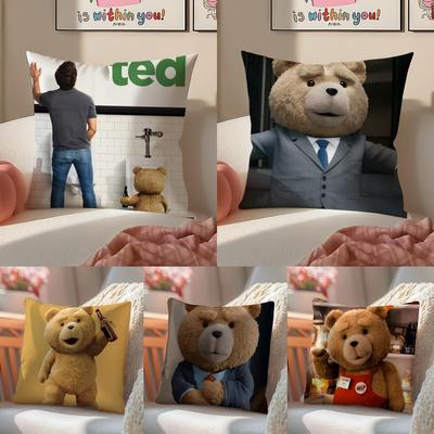 Film TedTeddybär Süßes Kissenbezug Kissenhülle Kurzer Plüsch Versteckter Reißverschluss Zimmer Sofa Kissenbezug