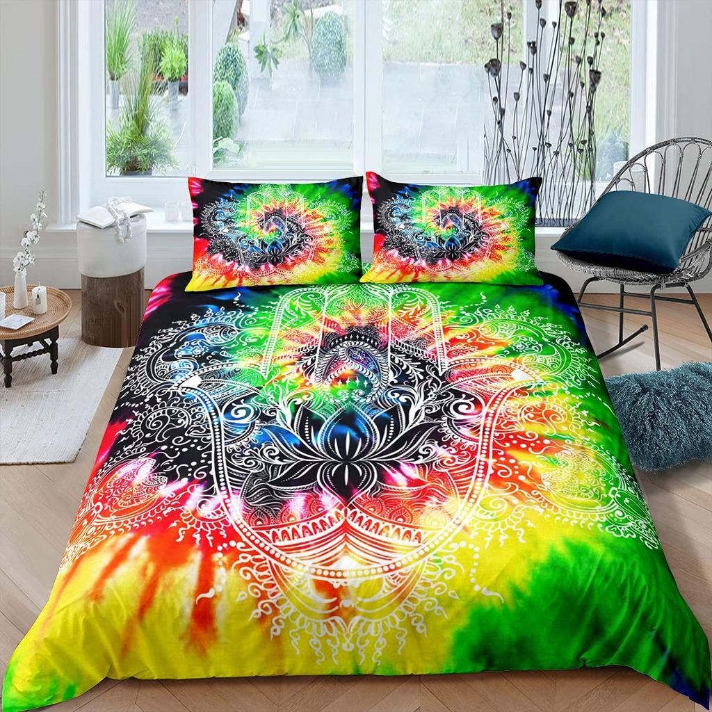 Indian Hand Hamsa Duvet Cover Polyester Galaxy Bedding Set Boho Chic Style Comforter Cover For Teen Adult Double Queen King Size