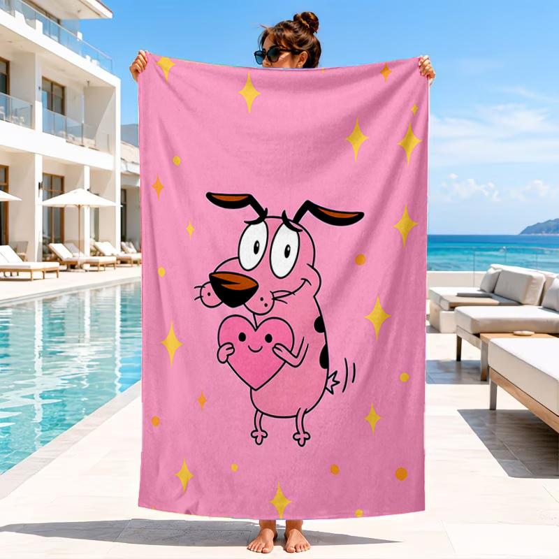 Cowardly Dog Cartoon Beach Towel, Microfiber Beach Towel, Perfect For Pool, Beach, Travel, Home Decor Beach Party Fan gifts