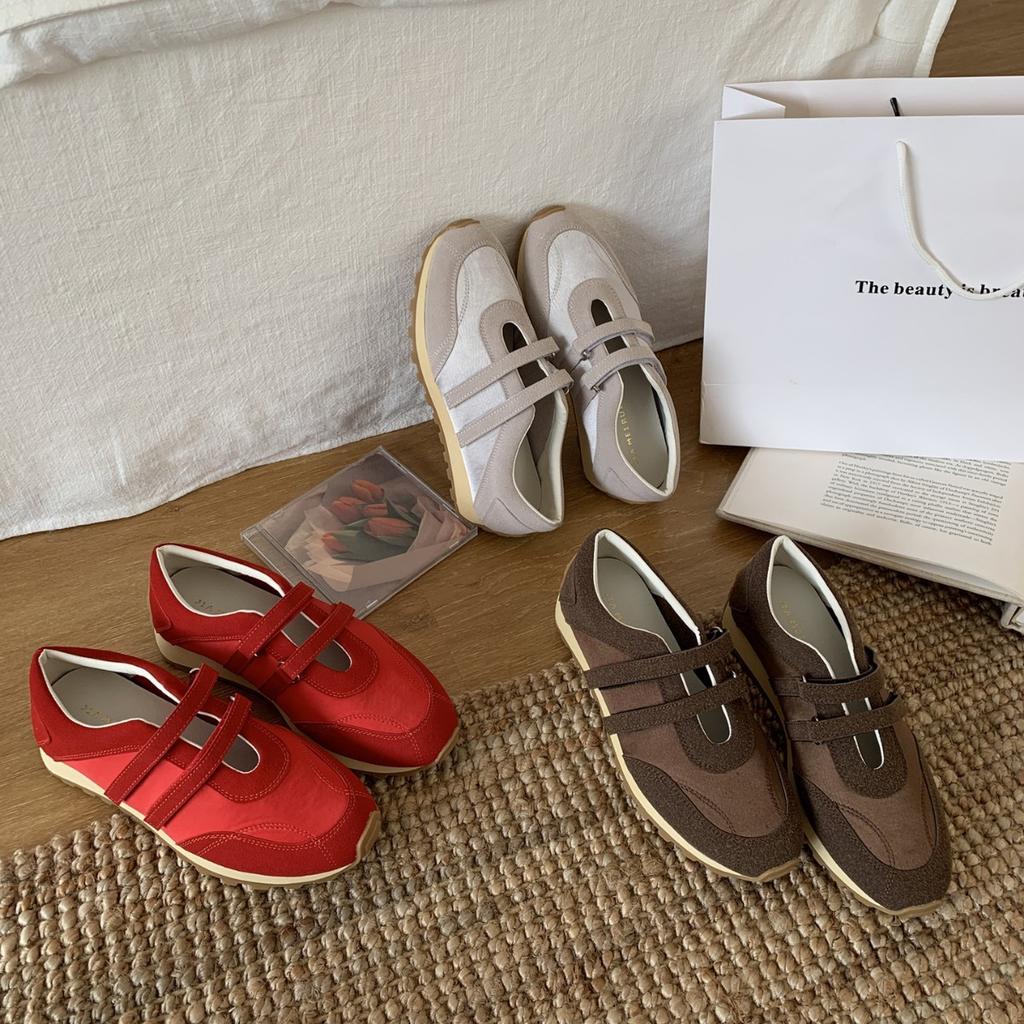 New Muffin Thick-soled Velcro German Training Shoes Women's 2025 Spring and Autumn Breathable Versatile Sports Shoes Casual Single Shoes