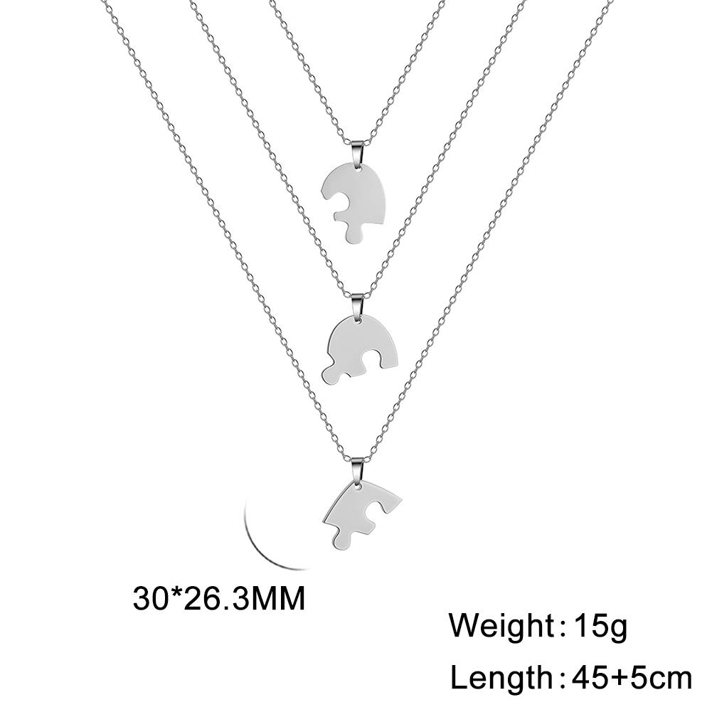 Lemegeton Customized Name Heart Puzzle Necklace 2-6Pcs Stainless Steel Jewelry Family Name Love Pendant Friendship New Year Gift