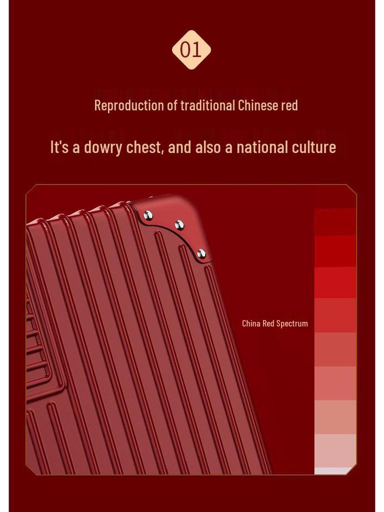 Roter Hochzeitskoffer: Trolley-Koffer mit Passwort für die Aussteuer der Frau