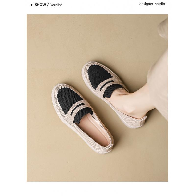 Deep mouth fisherman shoes single shoes woven shoes flying woven flat bottom round head one pedal women